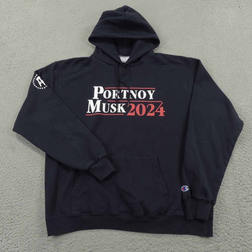 Barstool Sports Champion Hoodie Mens Large Navy Portnoy Musk 2024 Pullover S700